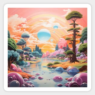 Colorful Psychedelic Landscape Sticker